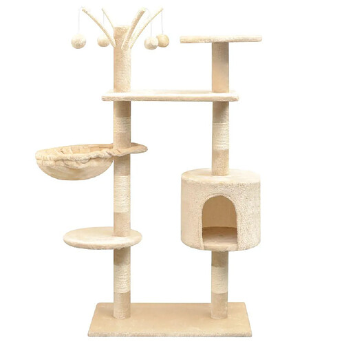 Helloshop26 Arbre à chat griffoir grattoir niche jouet animaux peluché en sisal 125 cm beige 3702210