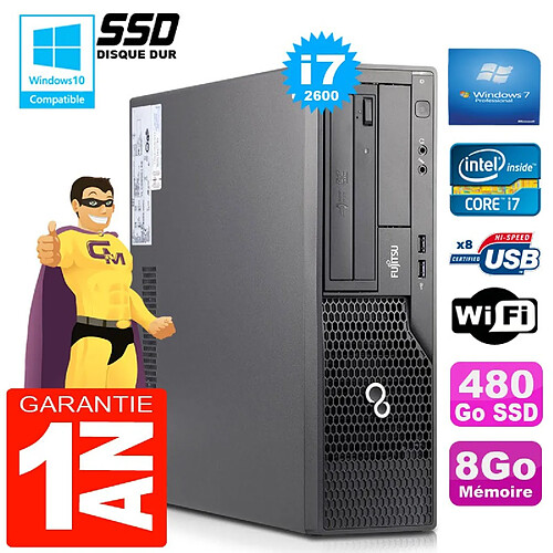 PC Fujitsu Esprimo E500 E85+ SFF Core I7-2600 RAM 8Go Disque 480 Go SSD Wifi W7 · Occasion