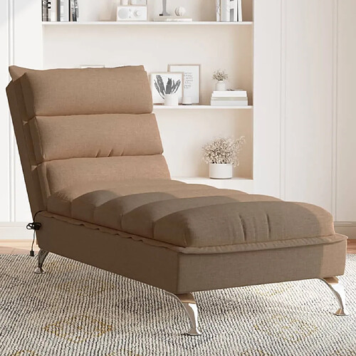 vidaXL Chaise longue de massage avec coussins marron tissu