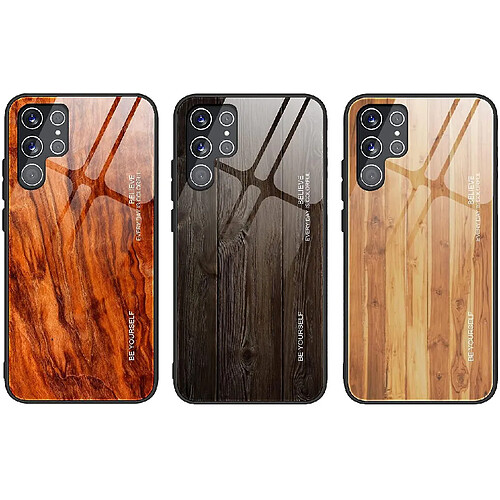 Universal Samsung Galaxy S22 Ultra Case Luxury Luxury Wood Grain Verre Hybride TPU Anti Dropping Protection Cover Cover (3 pack)