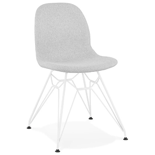 Alterego Chaise design 'DECLIK' grise claire avec pieds en métal blanc