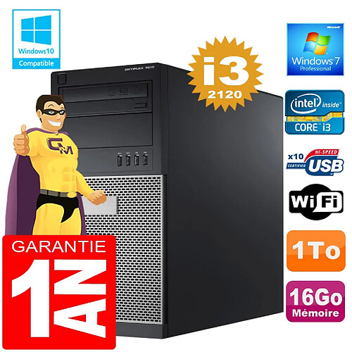 PC Tour DELL 7010 Core I3-2120 Ram 16Go Disque 1 To Wifi W7 · Occasion