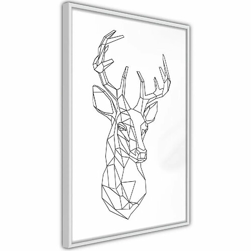 Paris Prix Affiche Murale Encadrée Minimalist Deer 20 x 30 cm Blanc