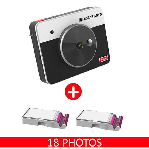 AGFA PHOTO - Realipix Square S Paper - Appareil Photo Numérique Instantané avec Impression format carré 7,6 x 7,6 cm ( 3 x 3'') - 10Mp - Bluetooth - Sublimation Thermique 4Pass - Noir - Noir