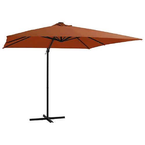 ComfortXL Parasol Déporté Avec Lumières LED Terre Cuite 250x250 Cm