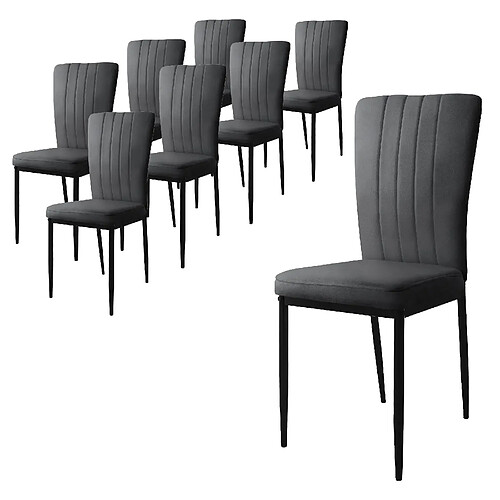 ML-Design Lot de 8 chaises de salle à manger en velours doux gris avec dossier ergonomique