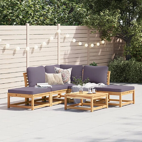 vidaXL Salon de jardin 6 pcs avec coussins bois d'acacia solide