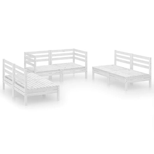 Maison Chic Salon de jardin 6 pcs - Table et chaises d'extérieur - Mobilier/Meubles de jardin Moderne Blanc Bois de pin massif -MN83818