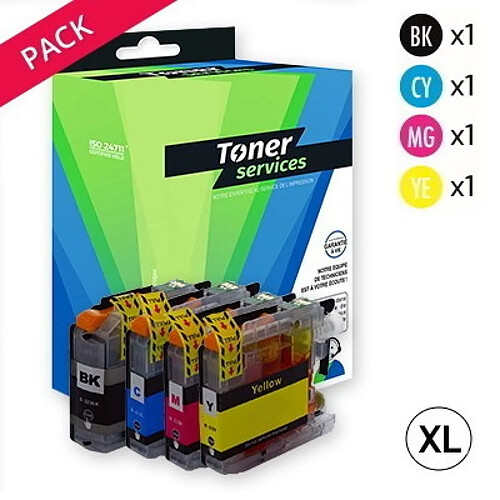 TONER SERVICES Compatible Brother LC125/LC127XLVALBP Pack 4 Cartouches Noir/couleurs