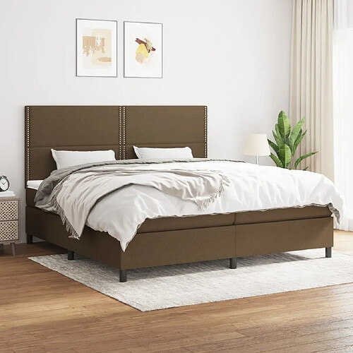 vidaXL Sommier à lattes de lit avec matelas Marron foncé 200x200 cm