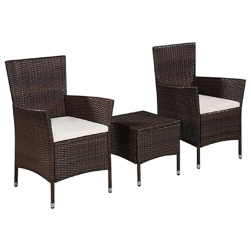 vidaXL Mobilier de bistro 3 pcs Résine tressée Marron