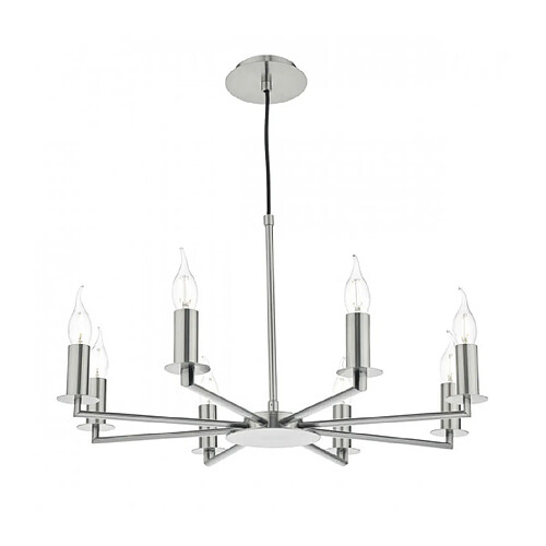 Luminaire Center Suspension Tyler nickel satiné et 8 ampoules