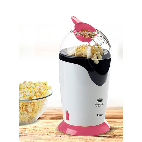 Sogo MACHINE À POPCORN SANS HUILE - 1200W - ROSE