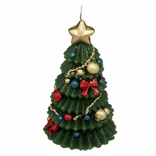 Bougie Déco Sapin Soir de Noël 15cm Vert