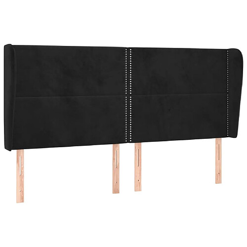 Maison Chic Tête de lit moderne avec oreilles pour chambre - Décoration de lit Noir 163x23x118/128 cm Velours -MN55306