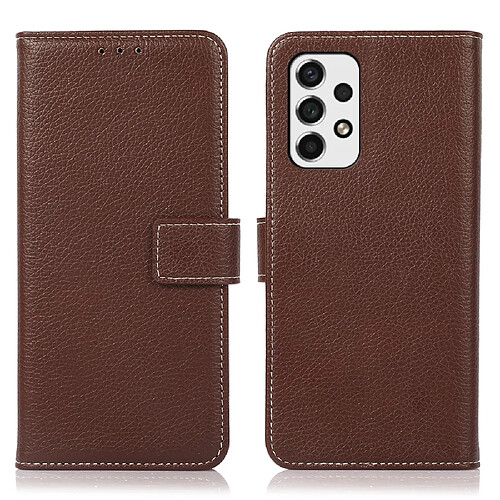 Etui en PU texture litchi marron pour votre Samsung Galaxy A53 5G