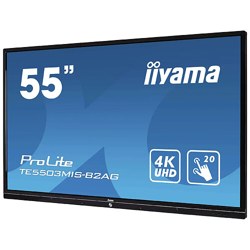 iiyama TE5503MIS-B2AG tableau blanc interactif et accessoire 139,7 cm (55") 3840 x 2160 pixels Écran tactile Noir