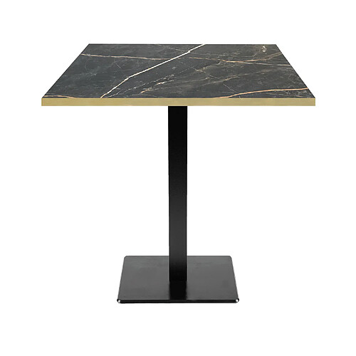 Restootab Table 70x70cm - modèle Milan marbre samas chants laiton