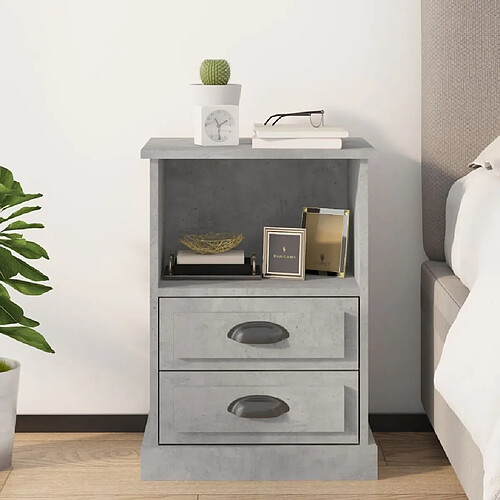 Maison Chic Table de chevet Table de Nuit Meuble de Rangement gris béton 43x36x60 cm