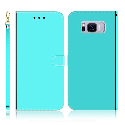 Wewoo Housse Coque Etui à rabat horizontal en surface imitation miroir pour Galaxy S8 avec porte-cartes et emplacements cartes ainsi que portefeuille et lanière Vert menthe