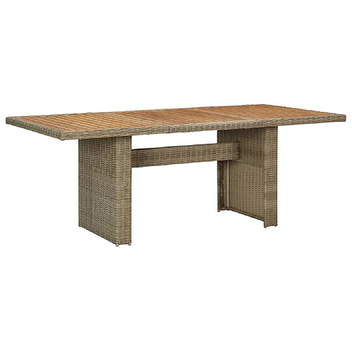 vidaXL Table à manger de jardin Marron 200x100x74 cm Résine tressée