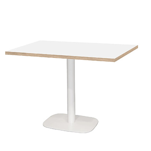 Restootab Table 120x70cm - modèle Round pied blanc blanc chants bois