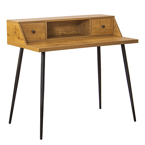 Bureau avec Tiroirs Alexandra House Living Naturel Métal 100 x 57 x 93 cm