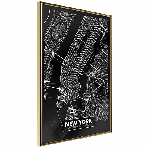 Paris Prix Affiche Murale Encadrée City Map New York Dark 40 x 60 cm Or