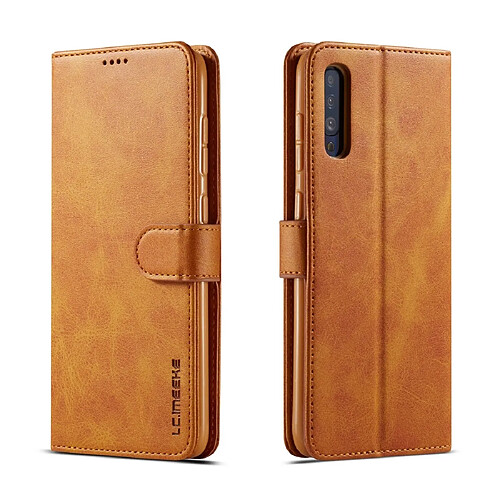 Wewoo Housse Coque Pour Galaxy A70 LC.IMEEKE Calf Texture en cuir à rabat horizontalavec support et fentes cartes et portefeuille jaune