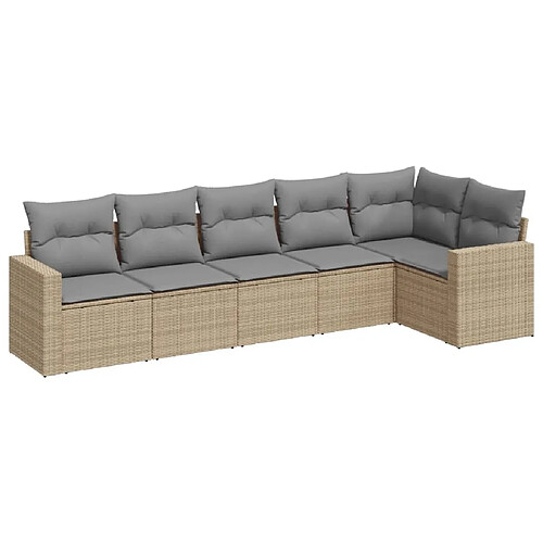 Maison Chic Salon de jardin avec coussins 6 pcs | Ensemble de Table et chaises | Mobilier d'Extérieur beige résine tressée -GKD83819