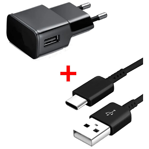 Little Boutik Chargeur secteur/USB + Câble USB/Type- C Noir pour Samsung S10E / S10 / S10 Plus Couleur :