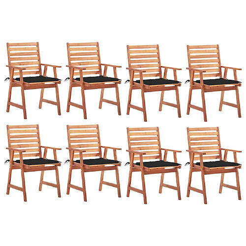 vidaXL Chaises à manger d'extérieur lot de 8 et coussins Acacia massif