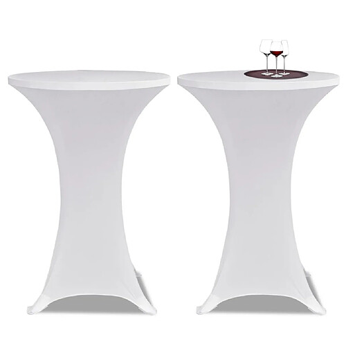 Decoshop26 Housses élastiques de table Ø 80 cm Blanc 2 pièces DEC022494