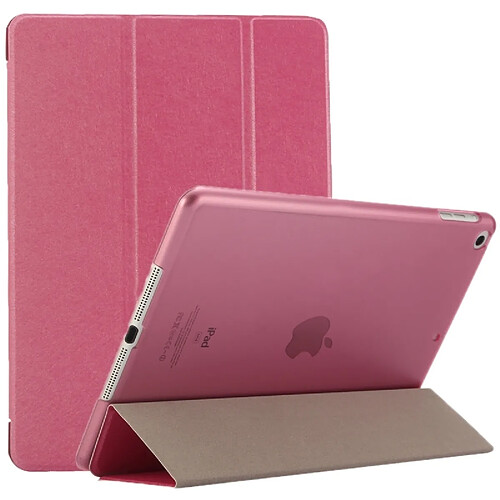 Wewoo Smart Cover Magenta pour iPad 9.7 pouces 2017 et Air Silk Texture horizontale Flip étui en cuir avec trois-pliage titulaire