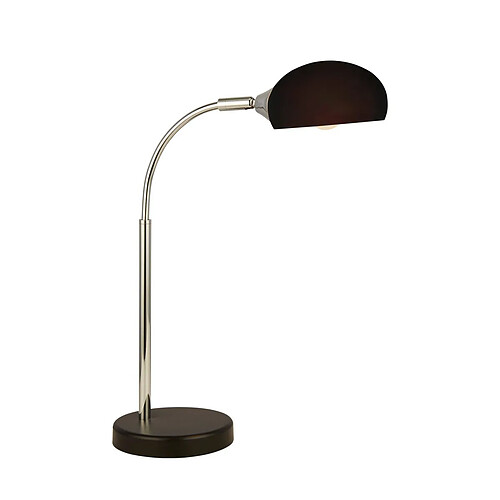 Searchlight Lampe de table noire, chrome, abat-jour en verre noir