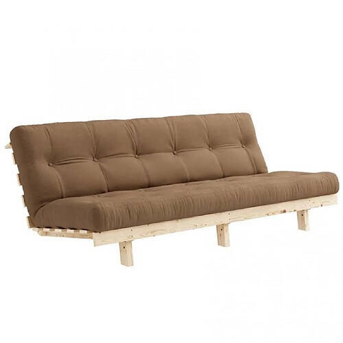 Inside 75 Banquette convertible futon LEAN bois de pin coloris moka 130x200 cm