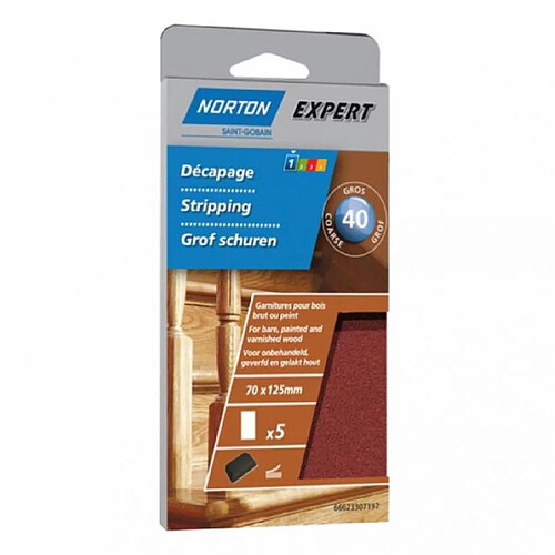 Papiers abrasifs auto agrippant pour bois Expert NORTON (70 x 125 - 120 - 5)