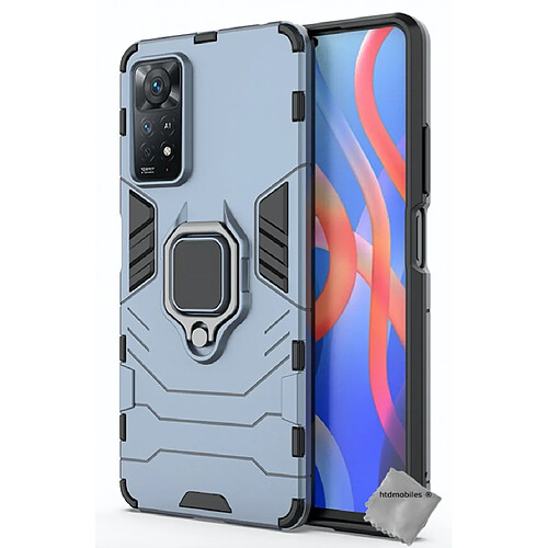 Htdmobiles Coque rigide anti choc pour Xiaomi Redmi Note 11 Pro 4G / 5G + verre trempe - BLEU FONCE