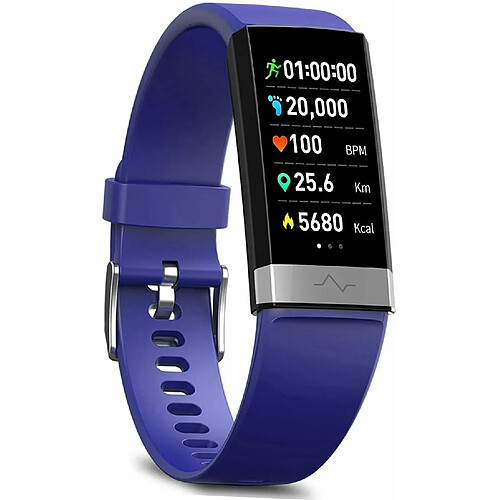 Chrono Moniteur de fréquence cardiaque Tracker d'activité de remise en forme de la pression artérielle avec rappel de faible teneur en O2, montre intelligente étanche IP68 avec moniteur de santé du sommeil HRV Smartwatch pour téléphones Android iOS(Bleu)