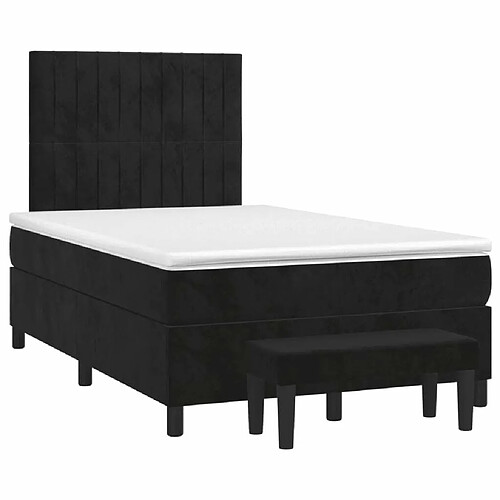 Maison Chic Lit adulte- Lit + matelas,Sommier à lattes de lit avec matelas noir 120x190 cm velours -GKD30890