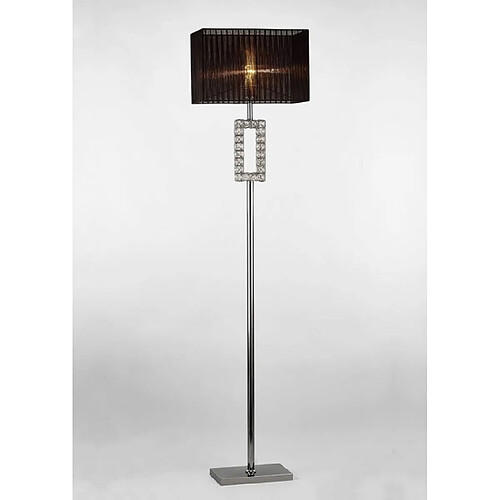 Luminaire Center Lampadaire Florence Renctangle avec Abat jour noir 1 Ampoule chrome poli/cristal