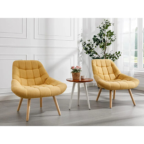 Vente-Unique Fauteuil en tissu jaune moutarde LUOSTO