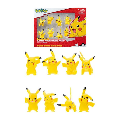 Bandai - Pokémon - 8 Figurines Battle - Pack de 8 Figurines Pikachu - JW2604