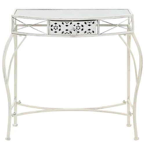 Maison Chic Table d'appoint | Table Basse Style fran?ais Métal 82 x 39 x 76 cm Blanc -GKD31137