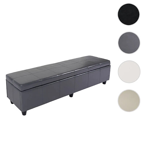 Mendler Banc banquette Kriens XXL, 180x45x45cm, cuir reconstitué, gris