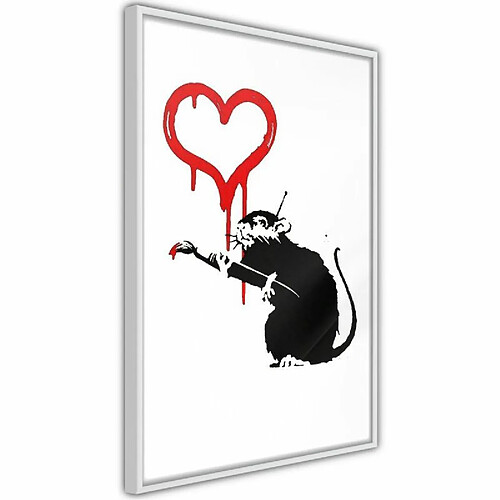 Paris Prix Affiche Murale Encadrée Banksy Love Rat 20 x 30 cm Blanc