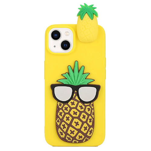 Coque en silicone flexible, motif de dessin animé en 3D, anti-chute pour votre iPhone 14 - ananas