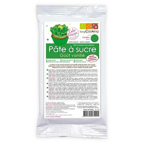 Scrapcooking Pâte à sucre verte arôme vanille - 250 g