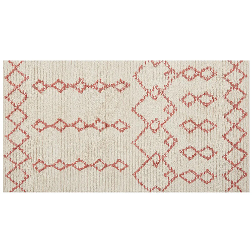 Beliani Tapis en coton 80 x 150 cm beige et rose BUXAR