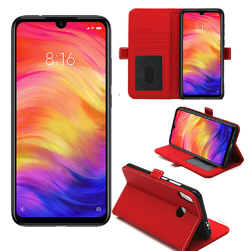 Xeptio Xiaomi Redmi Note 7 housse pochette portefeuille rouge avec porte cartes